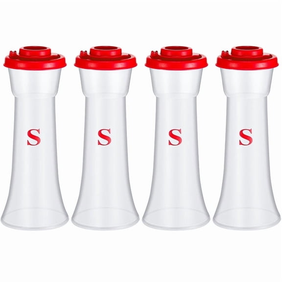 Set of 4 Plastic Salt and Black Pepper Shakers with Lids Large Hourglass Covered Moisture Proof Salt Shaker Pepper Container for Home and Kitchen Restaurant Camping (Blue Red)