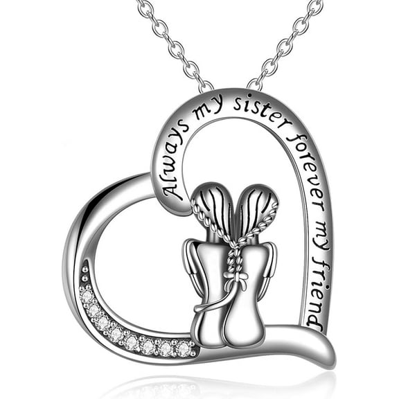 Sister Gifts from Sister, Sterling Silver Always My Sister Forever My Girlfriend Sister Pendant Necklace, Birthday Necklace Gift for Sisters