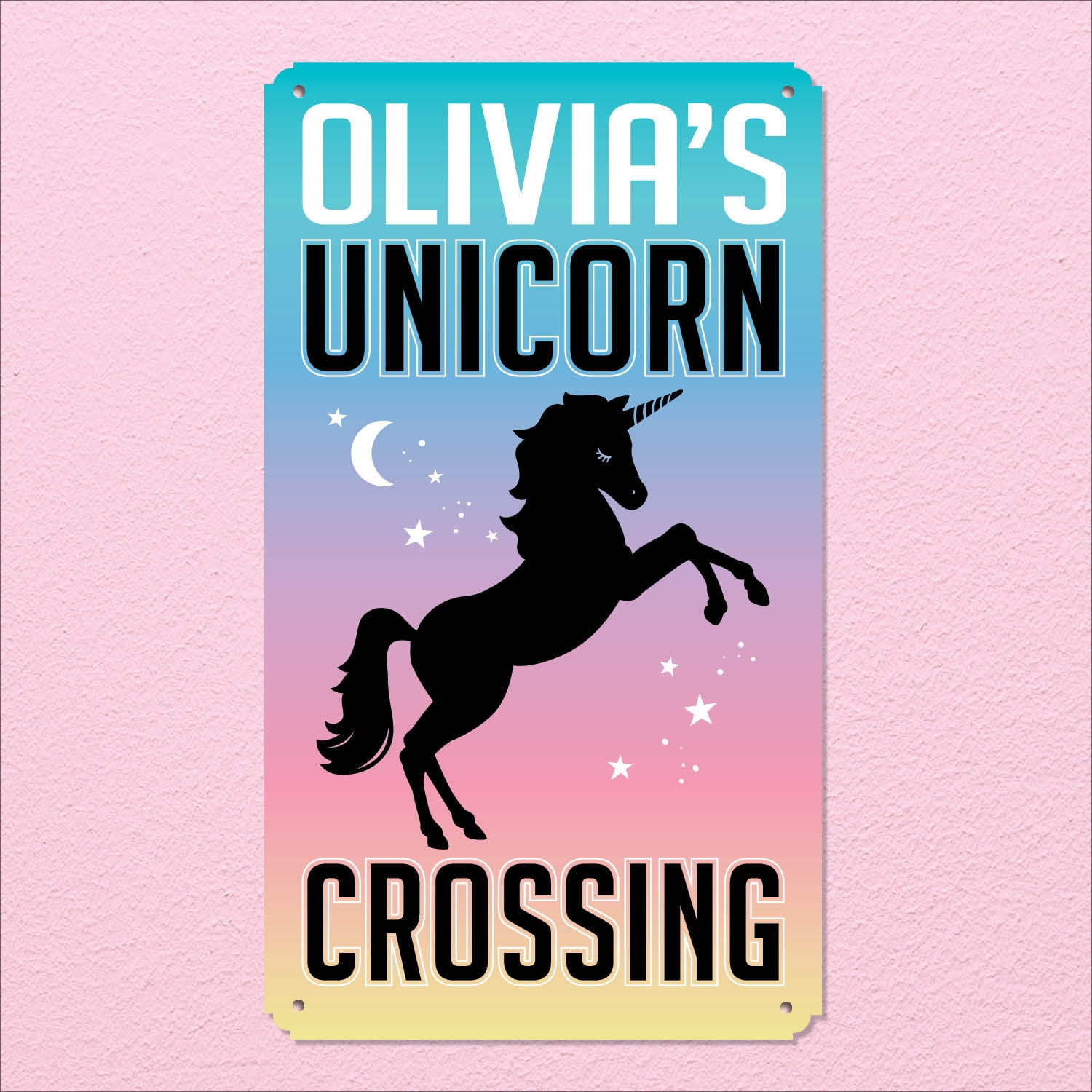 Personalized Unicorn Crossing Metal Wall Sign