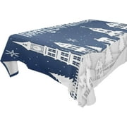 SKYSONIC 60"x60" Square Tablecloth with Snowy Christmas Night Prints, Anti-Wrinkle and Smooth Table Cloth for Kitchen/Home/Dinning Wedding Decoration