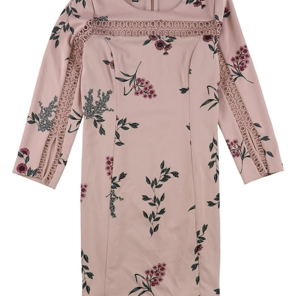 Alfani Womens Illusion Lace Shift Dress, Pink, 6