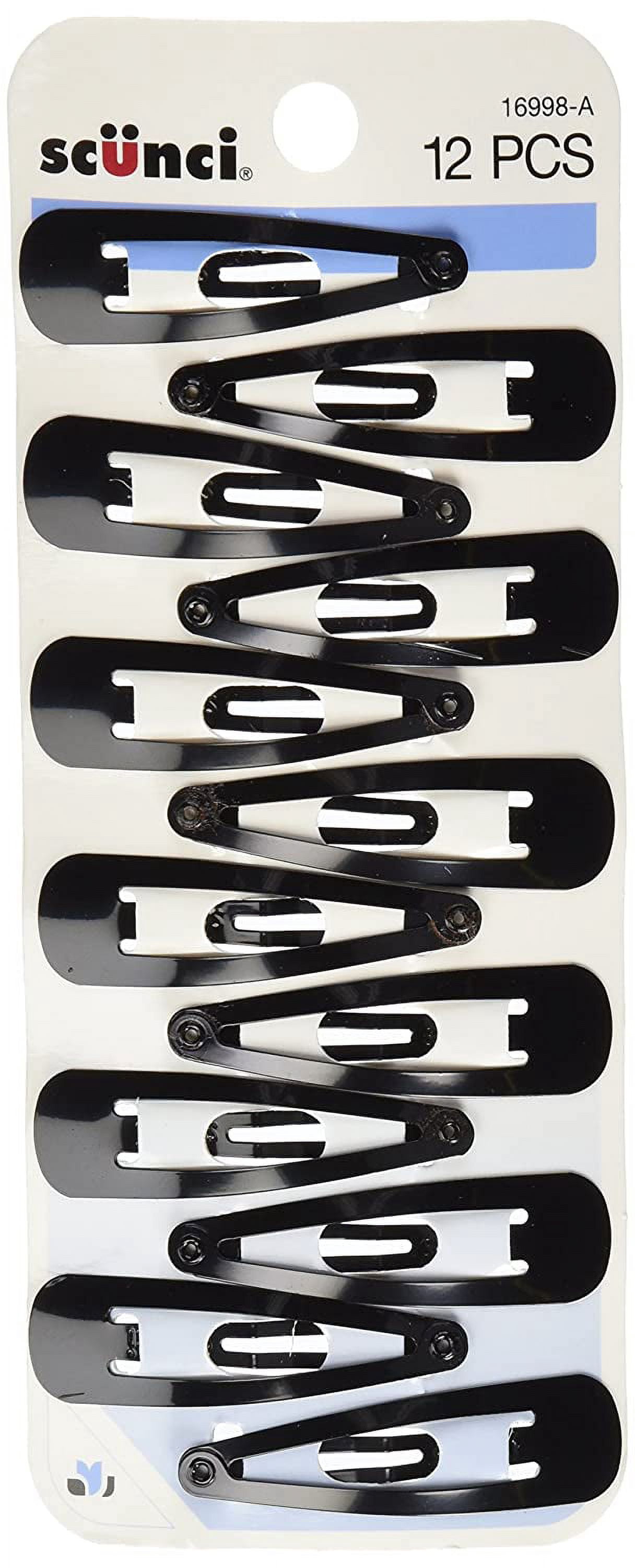 Scunci Countour, Snap Hair Clips, Black - 12 Count
