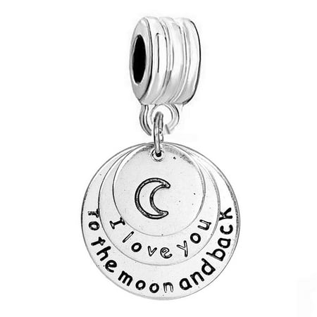 Half Moon Charm - SEXY SPARKLES I love you to the moon and back Charm spacer bead European Compatible Charm for Snake Chain bracelet & necklace