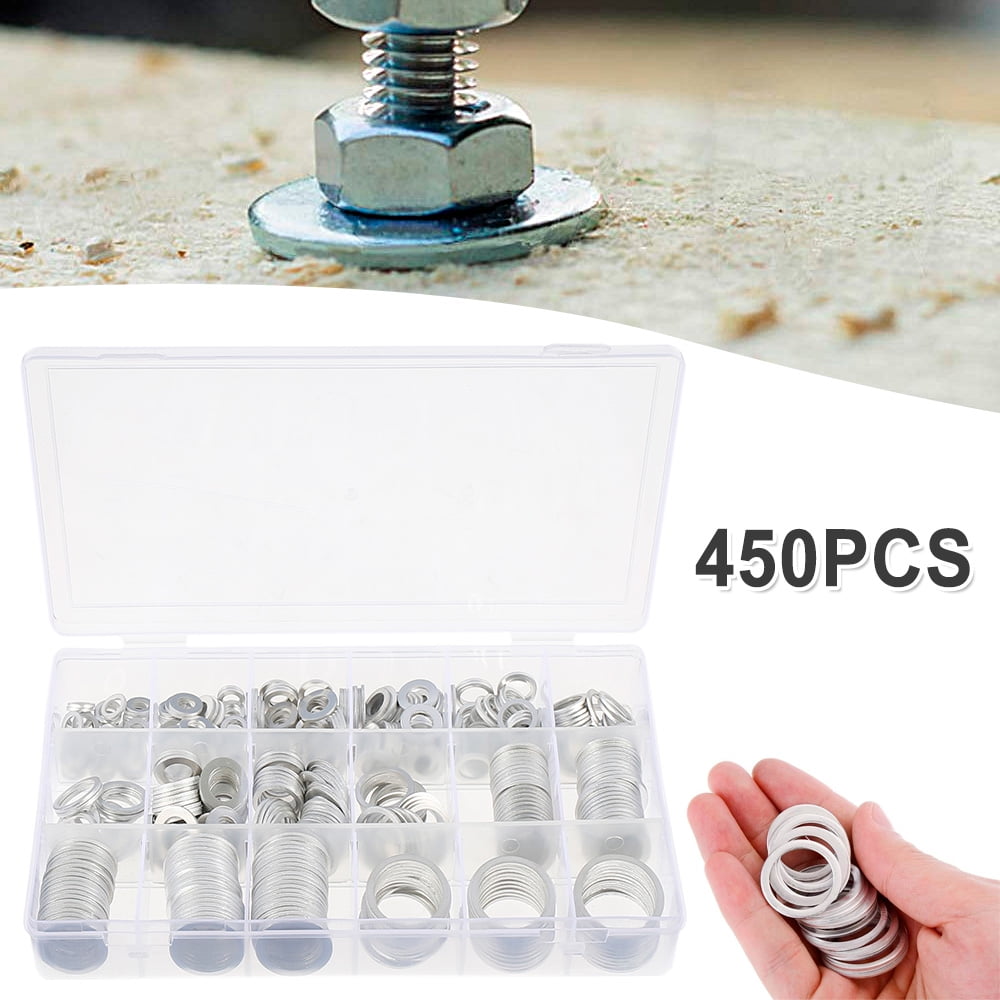 450Pcs Gaskets Washers Gasket Made Of High-quality Aluminum Sealing Rings Set With Box Metal Fittings 