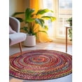 thumbnail image 1 of 7 Ft Round Multi Cotton Area Rug, Hand-Woven, Reversible, Farmhouse Boho Style, Durable & Pet-Friendly Rug for Living Room, Dining Room, and Bedroom, 1 of 4