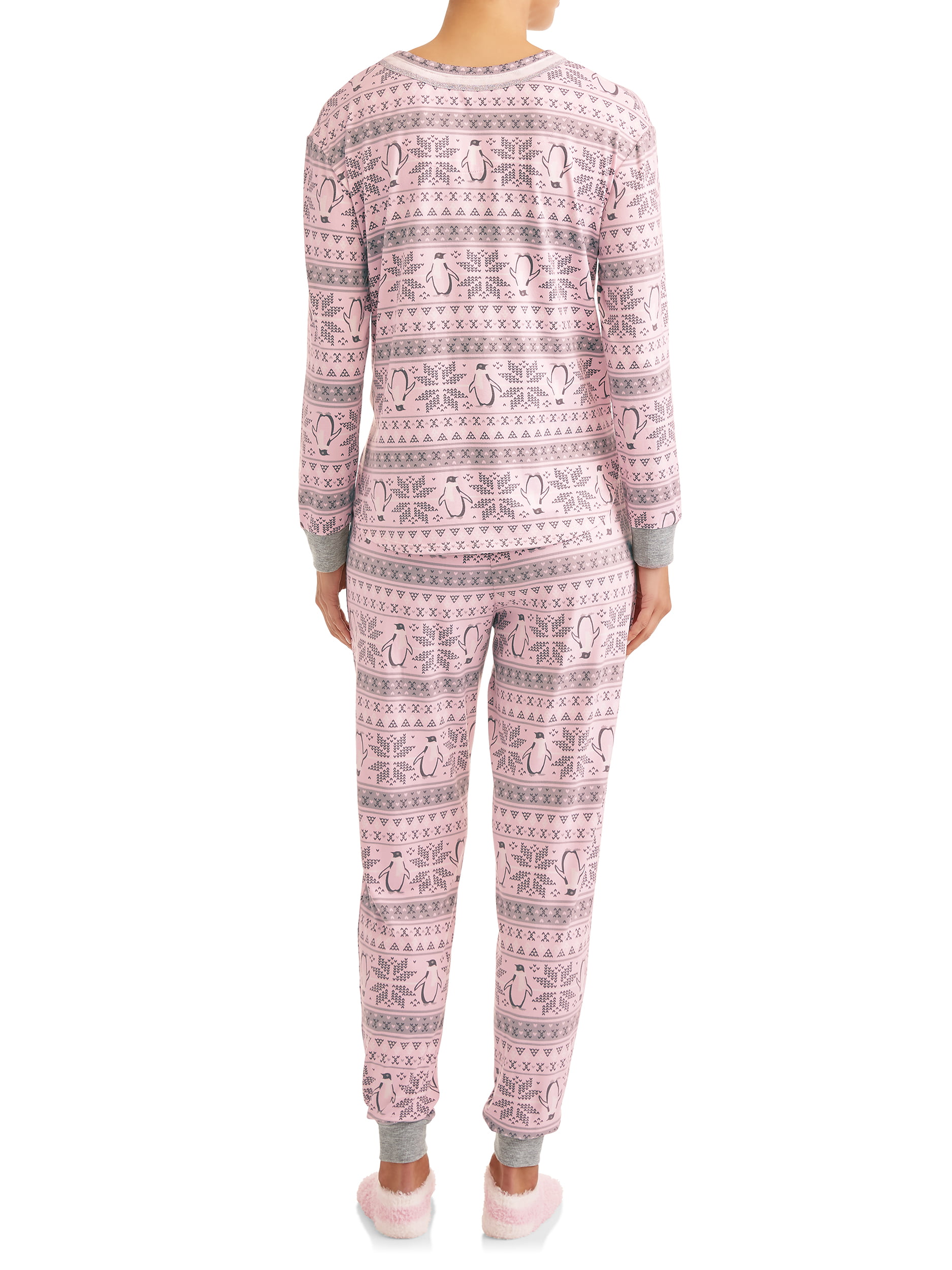 Ladies Fleece Pyjamas Nightwear Print Pjs Loungewear Pink Long Sleeve Size 8-18