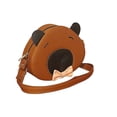 thumbnail image 3 of Bolsa de CAPIBARA o Carpincho, Chigüire, Chigüiro o Ronsoco, Diseño de Animalito, Moda Kawaii, Bandolera para Mujer, Cross Body, Correa Ajustable, Color Marrón con Moño Rosa, Novedoso y Encantador., 3 of 5