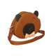 thumbnail image 3 of Bolsa de CAPIBARA o Carpincho, Chigüire, Chigüiro o Ronsoco, Diseño de Animalito, Moda Kawaii, Bandolera para Mujer, Cross Body, Correa Ajustable, Color Marrón con Moño Rosa, Novedoso y Encantador., 3 of 5
