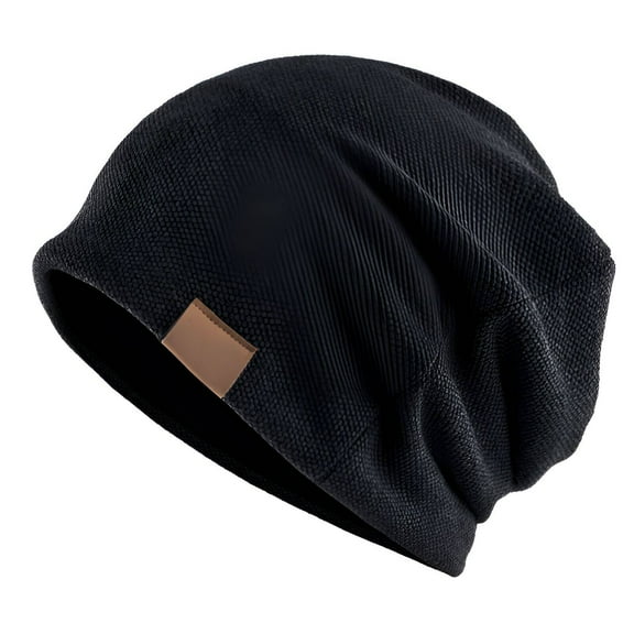 TELOLY Beanies Hats Men,Stylish Label Mens Beanie,Fashionable Appeal to Enhance Look Hats for Men,Black