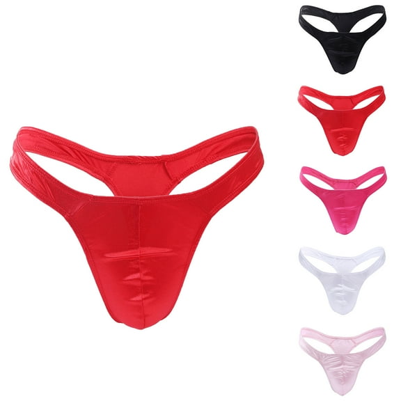 Pounoo New Mens Thong Underwear Men Casual Fashion Solid Waist Underwear Breathable Briefs Skin-Friendly Mens Briefs Underwear Men's New Arrivals Underpants Hot Pink