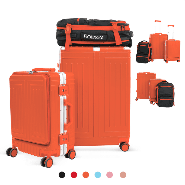 Maletas de Viaje 20 y 26 Pulgadas con Ruedas y Mochila para Equipaje de Mano y Cabina 10 kgs Candado TSA Color Naranja ROLLWAY RW-LU04