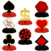 8 Pieces Casino Birthday themed Party Decorations Set, Poker Honeycomb Centerpieces Honeycomb Table Centerpieces Playing Card Sign