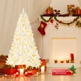 thumbnail image 2 of PAPROOS 8FT Pre-Lit Christmas Tree, Artificial Christmas Tree with 670 Warm Lights, Lush 2008 Tips and Sturdy Metal Base, Indoor Christmas Decor Xmas Tree for Holiday Decorations, White, 2 of 9
