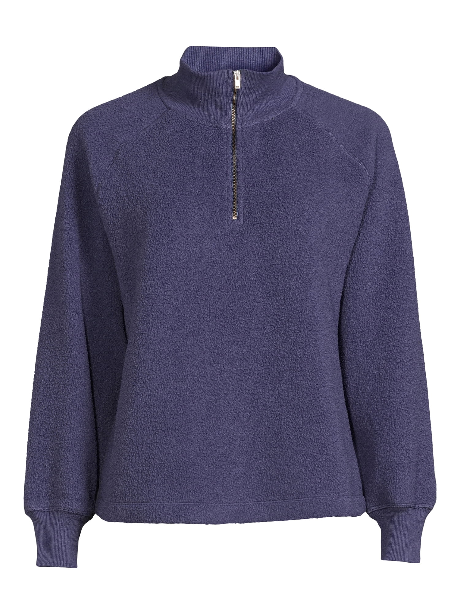 Time and Tru Women's Faux Sherpa Pullover Sweatshirt