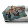 thumbnail image 3 of Venice Soft Flannel Fleece Throw Blanket, Watercolor Painting of Venice Serene Cityscape Antique Gondolas Scenic, Cozy Plush for Indoor and Outdoor Use, 60" x 80", Peach Pale Blue Red, by Ambesonne, 3 of 6