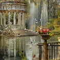 thumbnail image 5 of Chilfamy Italian Natural Scenery Country Style Shower Curtain Flower Green Leaf Arch Mediterranean Town Landscape Polyester Fabric Garden Bathroom Decor Set with Hooks White, 5 of 7