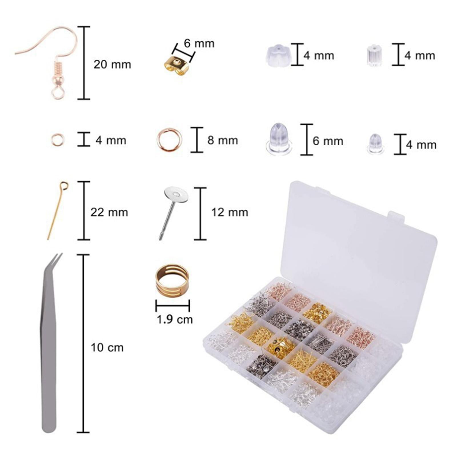 Milageto 3600Pcs Earring Making Kit DIY Earrings Posts Earring Findings Silicone Earrings