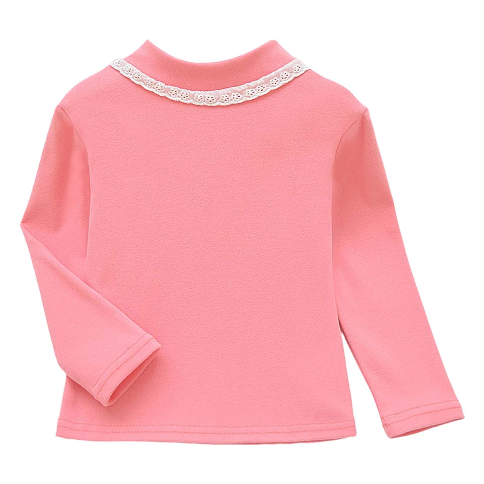 Turtle Neck Dress QBK Girls Long Sleeve Turtleneck Fleece Shirt - Soft Base  Layer Top For Ages 4T-12 Years Kids Base Layer Top