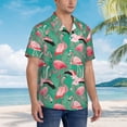 thumbnail image 5 of Xecao Tropical Flamingo print Hawaiian shirt - a stylish short-sleeve button-down for men, perfect for casual beach and tropical outings., 5 of 9