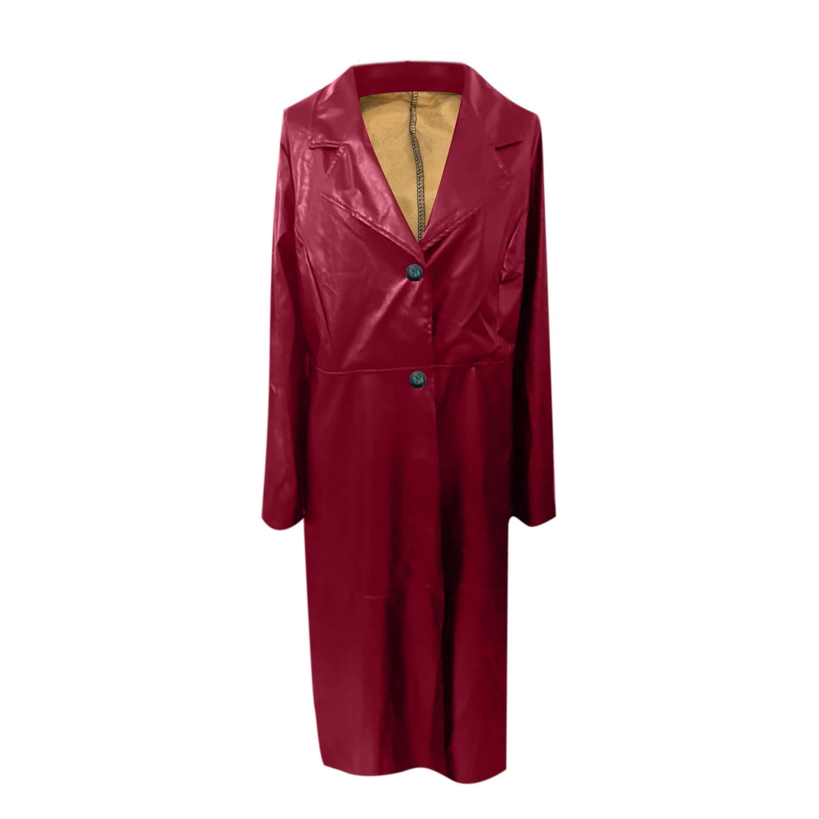 Dezsed Women's Faux Leather Jackets Long Trench Coat Women's Fashion Sexy Autumn And Winter Solid Long Leather Coat Imitation Leather Windbreaker Coat Wine XXL