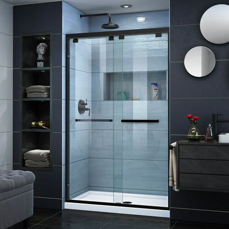 DreamLine Encore 44-48 in. W x 76 in. H Semi-Frameless Bypass Shower Door in Satin Black