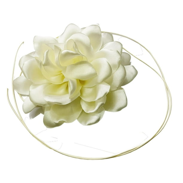 Collar con cordones de flores Collar de gargantilla de flores Mujer, Gargantilla de flores grandes romántica Blanco