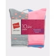 thumbnail image 2 of Hanes Ultimate Girls' Crew Socks, Fashion Assortment, 10-Pairs Assorted M, 2 of 3