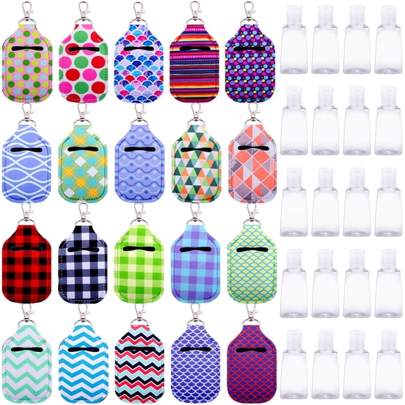 Juego de botellas de viaje Duufin con soporte para desinfectante de manos, 40 piezas