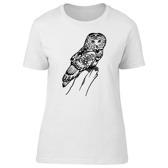 Beautiful Paisley Owl Doodle T-Shirt Women -Image by Shutterstock, Female XX-Large