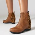 thumbnail image 2 of 2DXuixsh Dress Boots Women Leather Round Toe High Heel Slope Heel Splicing Colorblocking Multipattern Mid Calf Large Size Boots Ankle Boots Short Boots Yellow Size 39, 2 of 7