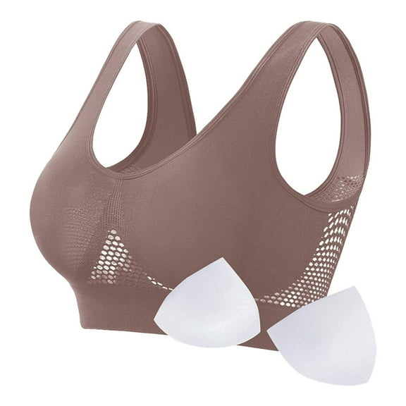 Fznquz No Underwire Womens Sports Bras On Under 10.00 Full Coverage Seamless Bra Padded Brown Push Up Bras