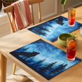 thumbnail image 4 of Black Wolf Night Placemats Set of 6 Abstract Forest Silhouette Starry Place Mats Indoor Wipeable Table Mats Washable Cloth Dining Table Placemats for Kitchen Holiday Party Home Decor 13x19 Inch, 4 of 9