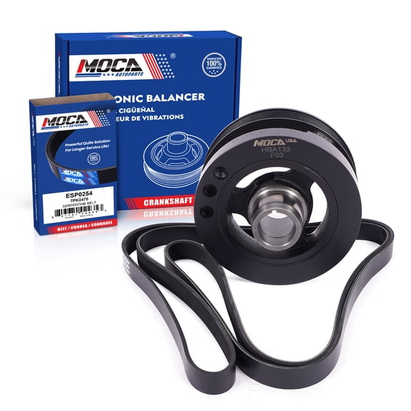 MOCA AUTOPARTS Harmonic Balancer with Serpentine Belt Fit for 1998-2003 Dodge Dakota Durango 5.9L & 1998-2002 Dodge Ram 2500 3500 5.9L