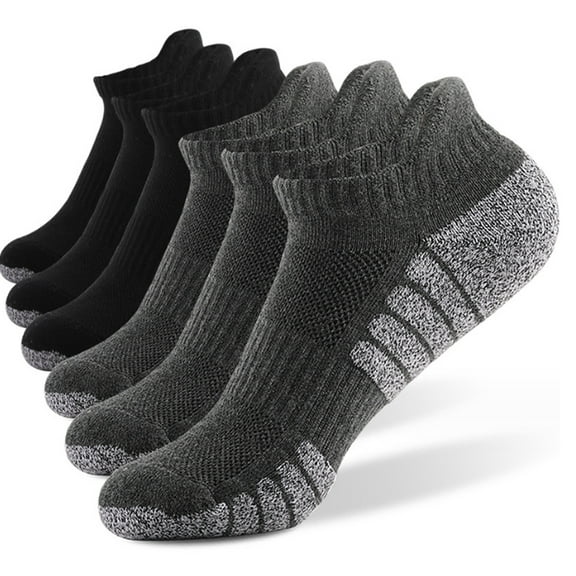 6 Pairs Mens Socks, Anti-Blister Cushioned Breathable Running Cotton Socks-XL