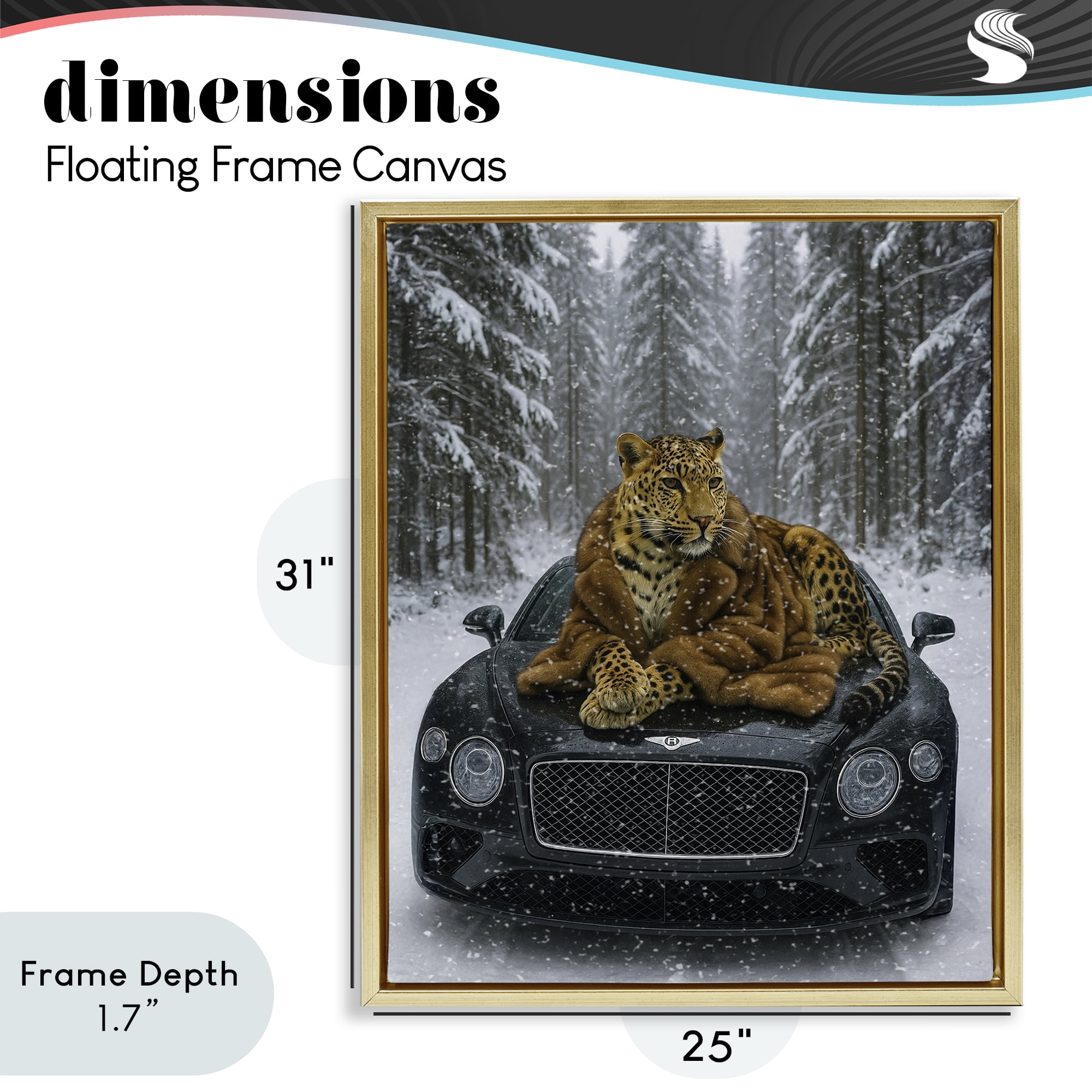 Stupell Industries Luxurious Leopard Winter Woods Gold Framed Floater Canvas Wall Art, design by Grotto Studios
