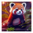 thumbnail image 1 of (LP121) Resina La Serie Animal Panda Rojo Con Diamantes Completos 30*30CM, 1 of 9