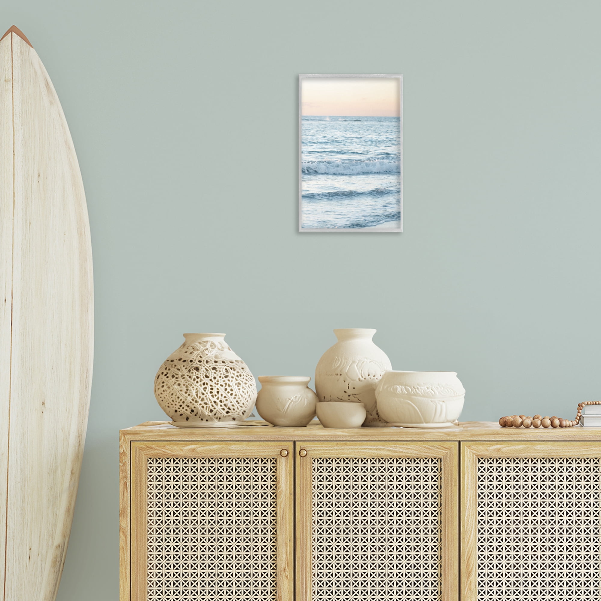 Stupell Industries Sunset & Sea View Coastal Photography Gray Framed Art Print Wall Art, 12 x 18