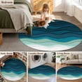 thumbnail image 5 of Teal Ocean Round Area Rug 4 FT, Non Slip Indoor Outdoor Rug, Coastal Sea Moire Waves Abstract Ombre Art Washable Soft Circular Carpet Non-Shedding Floor Mat for Coffee Table Nursery Foyer Balcony, 5 of 8