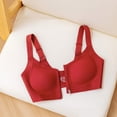 thumbnail image 5 of Zpanxa Wireless Bras for Women Front Zipper Push-up Seamless Breathable Adjustable Straps Everyday Bra Red 40BC, 5 of 5