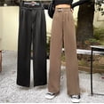 thumbnail image 2 of Pantalones de pierna ancha para mujer, pantalones de traje drapeados de cintura alta, pantalones casuales para estudiantes para mujer, 2 of 5