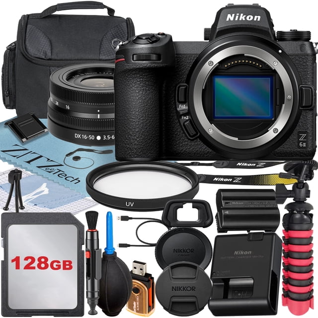 Nikon Z6 II Mirrorless Camera with NIKKOR Z DX 16-50mm VR Zoom Lens + 128GB Memory Card + Case + UV Filter + ZeeTech Accessory Bundle