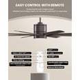 thumbnail image 5 of Kristoff 66" Large Ceiling Fan with Light & Remote Control, ETL Listed, 8 Blade Ceiling Fan Light Fixture, for Living Room Dining Room Bedroom Kitchen Garage Indoor (Oak Wood Color), 5 of 12