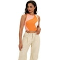thumbnail image 7 of DARING DIVA Women's Color Block Ribbed Sleeveless Crop Tank Tops L Orange, 7 of 7