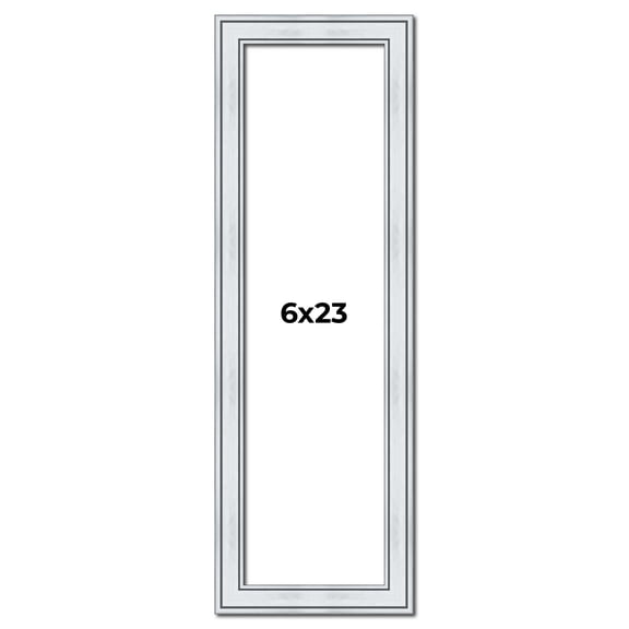 6x23 Frame Sterling Silver Solid Wood Picture Frame | 1.25 Inch Moulding Width | 0.75 Inch Interior