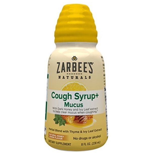 ZarBee's Naturals Cough Syrup + Mucus Reducer, Dark Honey & Lemon, 8 oz