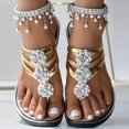 thumbnail image 2 of Flower Flip Flop Sandals for Women Vintage Boho Summer Beach Rhinestones Thongs Flat Slip on Sandals, 2 of 8