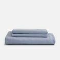 thumbnail image 1 of Sijo Premium Stone Washed 100% French Linen Bed Sheet Set, Small Batch Sourced from Normandy, Breathable and Durable, 3pc Set - 2 Pillowcases, 1 Fitted (Sky, Full - Minimal 3 Piece), 1 of 4
