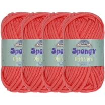 JubileeYarn Spongy Dish Yarn - 50g/Skein Worsted Nylon Dishcloth - Soft Red - 4 Skeins