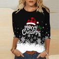 thumbnail image 4 of Funicet Blouses pour Femmes Mode, Blouses pour Femmes, T-Shirt Imprimé de Noël Manches 3/4 Col Rond Décontracté, Blouses pour Femmes Mode, T-Shirts pour Femmes, 4 of 5