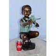 thumbnail image 5 of Nifao Young Boy Holding Frog Outdoor Fountain Statue, Bronze Garden Water Feature Sculpture for Patio & Yard, 18"L x 10"W x 22"H, 5 of 12